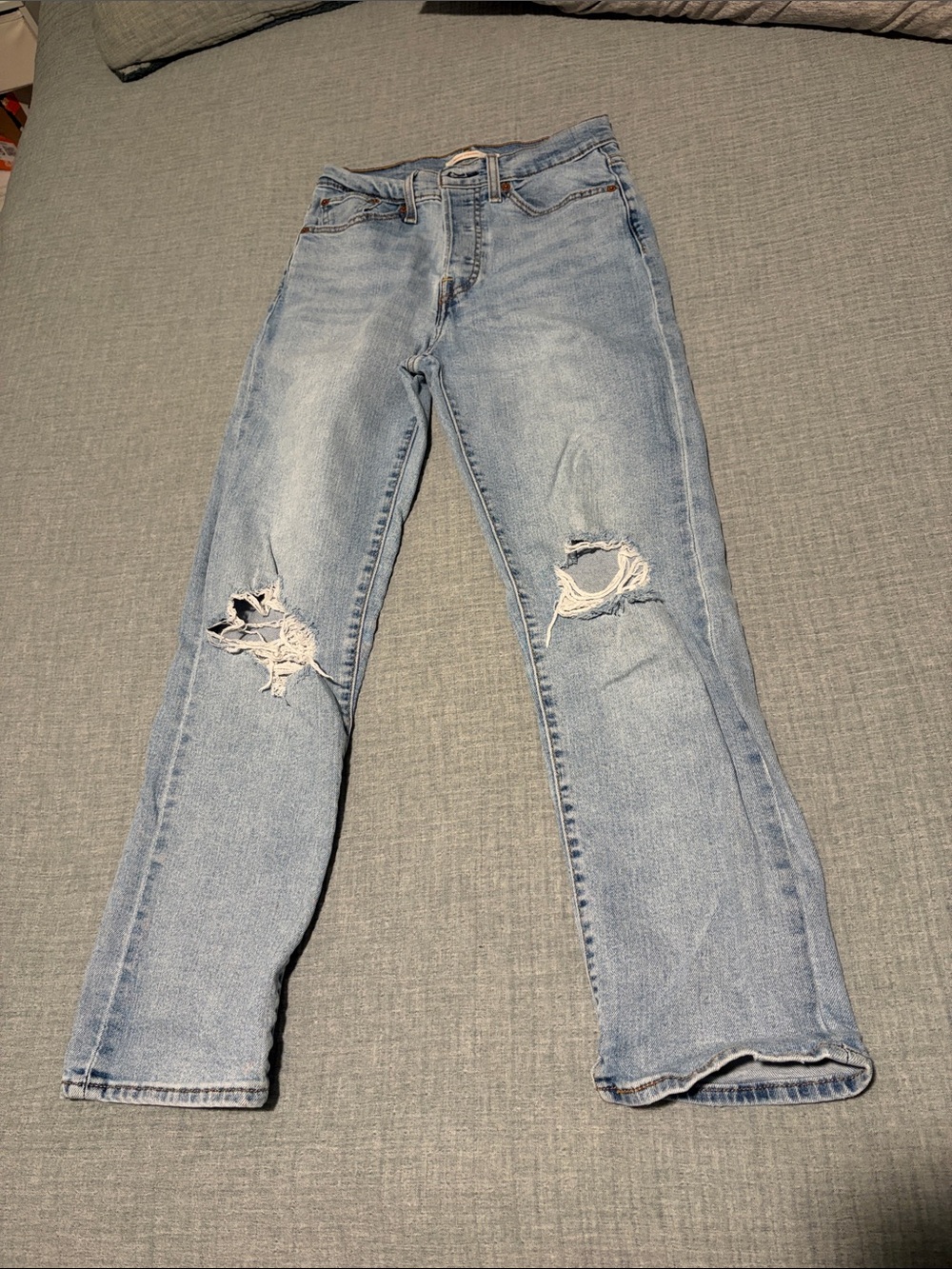 Levi's Light Blue Distressed Wedgie Straight Leg Jeans